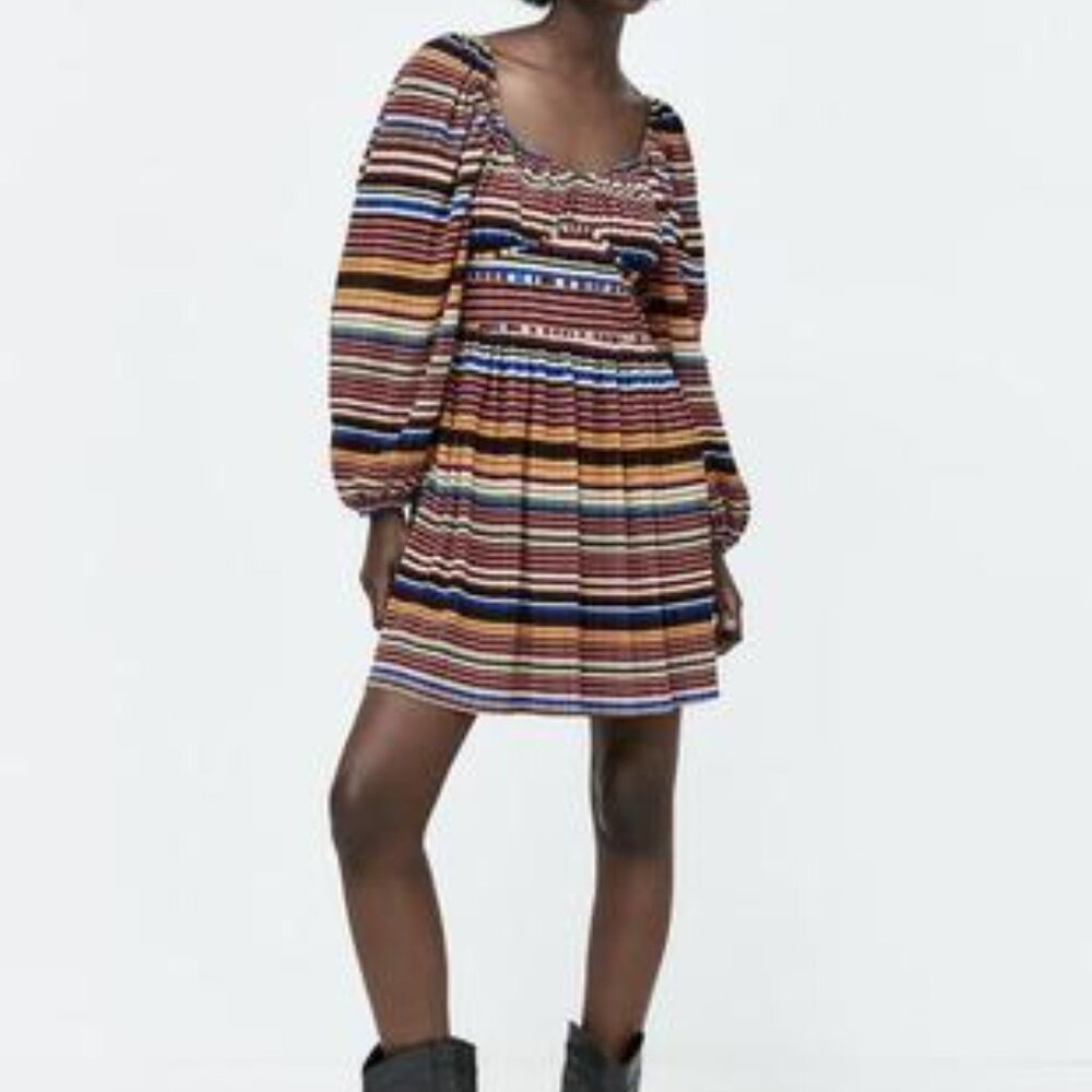 Zara Women's dress Multi color stripes SZ S